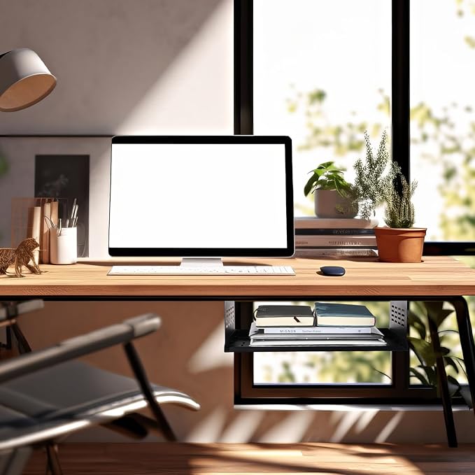 Under Desk Computer Mount for Small Form Factor SFF Computers and Pcs, Using Space 16.7" x H 4.75" x D 12" Mount Shelf Organizer for Office Home Workstation Gaming Stand up Desk