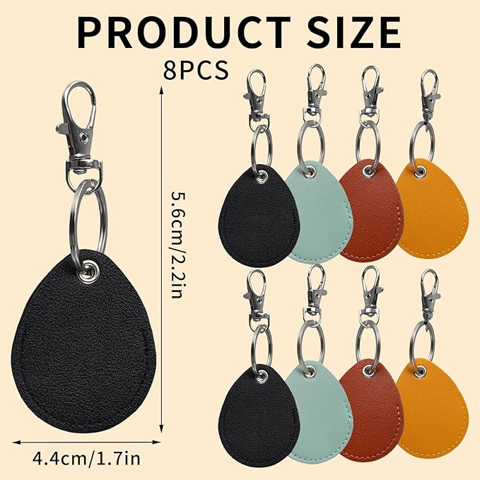 8 Pcs of Pu Leather Keychain Key Holder,Leather Key Fob,Fob Holder,4 Color Options,Small and Light,Easy To Carry,Widely Used in Key Id Key Card Id Card