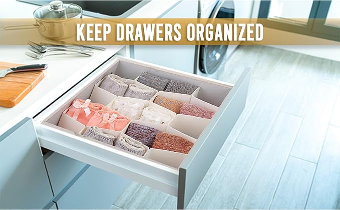 YBM HOME Honeycomb Drawer Divider Organizer 4pcs, DIY Plastic Grid Customizable Partition Storage for Underwear Socks Bras Ties Belts Scarves, Total of 13 Slots