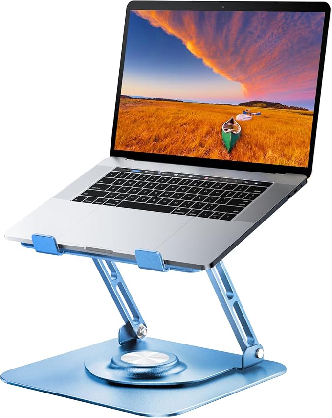 JOYEKY Laptop Stand for Desk, Adjustable Computer Stand with 360° Rotating Base, Ergonomic Laptop Riser for Collaborative Work, Foldable & Portable Laptop Stand, fits for All 10-16" Laptops