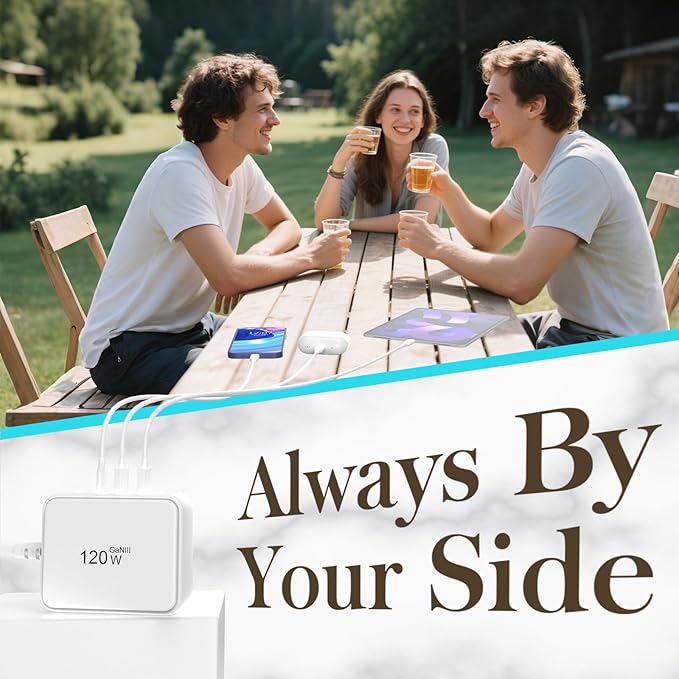 USB Fast Charging Hub, 120W GaN 6-Port USB C Power Strip with Independent Power Delivery—Desktop USB Charger Block Multiple Ports with No-Buzz Design, Compatible with iPhone/iPad/Samsung/Pixel