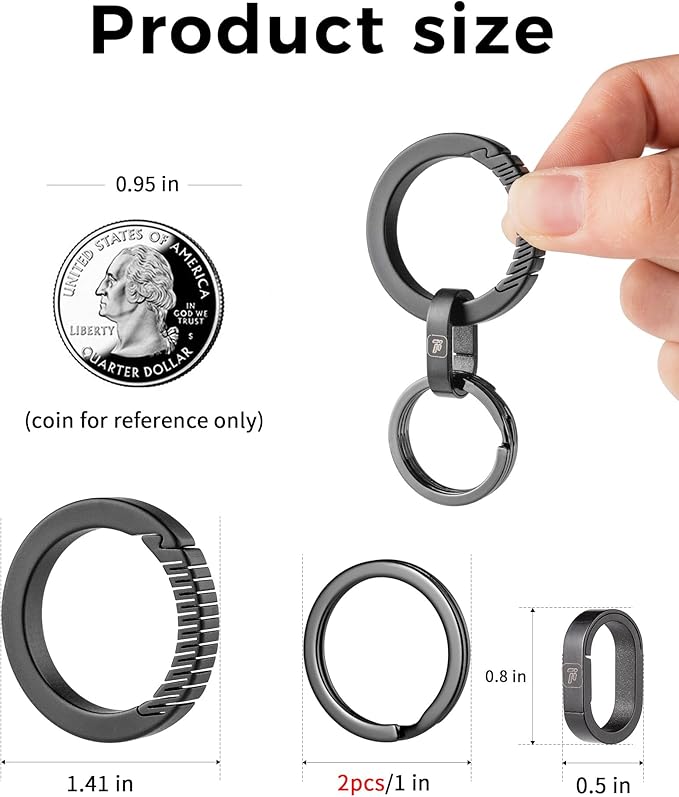 FEGVE Titanium Key Chain Rings for Home Keys, Bag Pendant