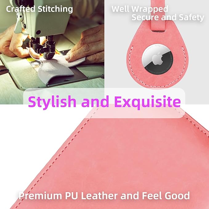 WALNEW AirTag Passport Holder, PU Leather Airtag Wallet RFID Blocking Passport Cover Travel Essentials Case for Women Men (Dark Pink)
