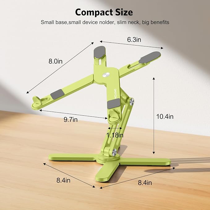 OMOTON 360° Rotating Laptop Stand Riser for Desk, Ergonomic Foldable Computer Stand Adjustable Height Angles for Collaborative Work, Easy Storage Fit Macbooks,All Laptops up to 16 inches, Citron