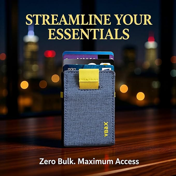 RFID Minimalist Slim Wallet for Men and Women, Holds Up to 12 Cards, Cash, Key Thin and Lightweight Credit Card Holder (Blue Microfiber – Solar Edition)