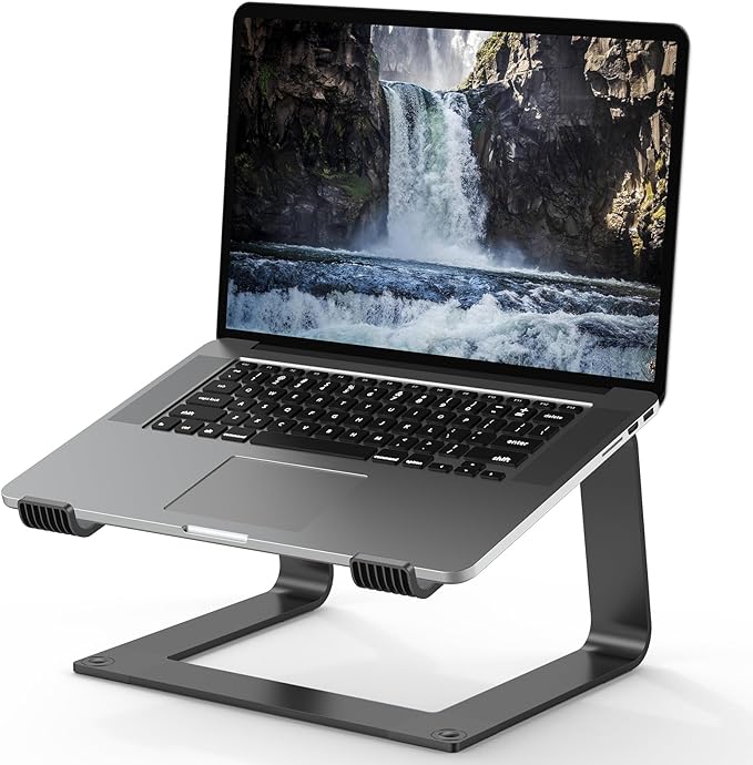 Tonmom Laptop Stand for Desk, Aluminum Laptop Riser Holder, Removable Metal Notebook Stand Ventilated Cooling Computer Riser Compatible with 10-15.6??Laptops