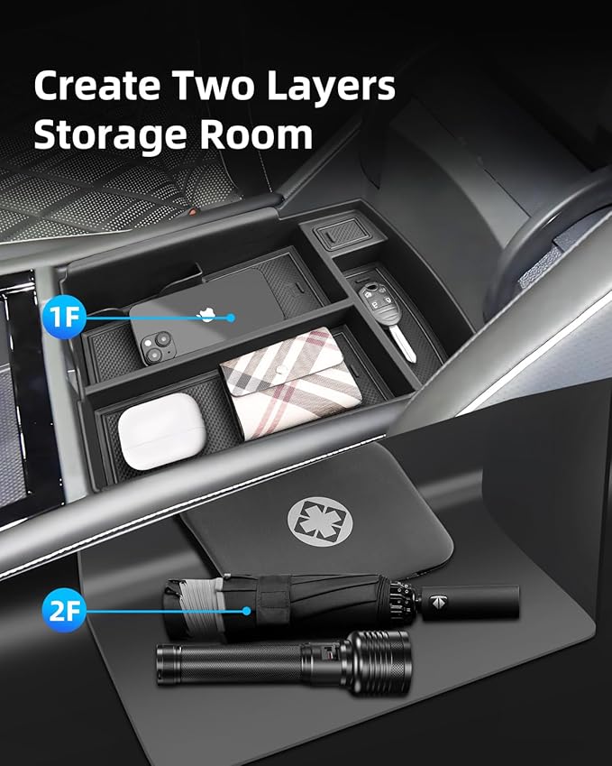 Center Console Organizer for 2025 2024 VW Atlas/Atlas Cross Sport, ABS Armrest Storage Box, Middle Console Tray Organize, Armrest Insert Container Pallet