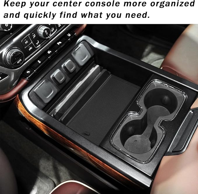 TACOBRO Center Console Organizer Compartment Cover Compatible with 2014-2018 Sierra/Silverado 1500 Accessories 2015-2019 Silverado/Sierra 2500 3500HD Insert Secret Pocket Lid Hidden Tray, Black