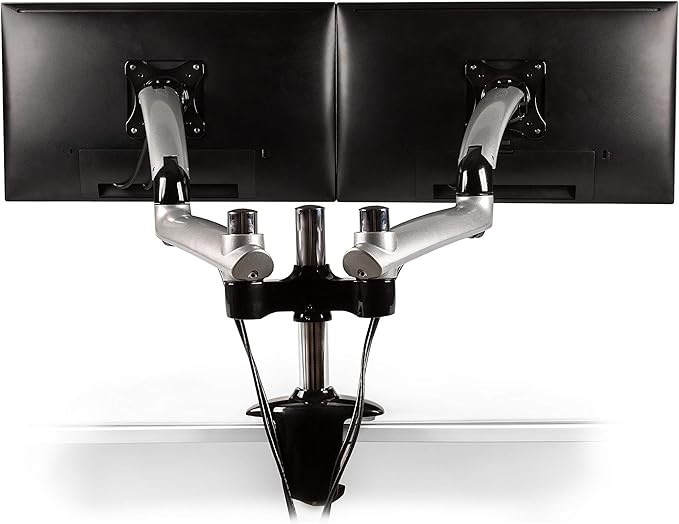 Ergotech Dual Freedom Arm, Includes Two Aluminum Articulating Arms, 8.4-17.8 lbs. Weight Capacity per Arm, Suitable for Monitors up to 27 inches, VESA Compatible 75×75, 100×100, Silver
