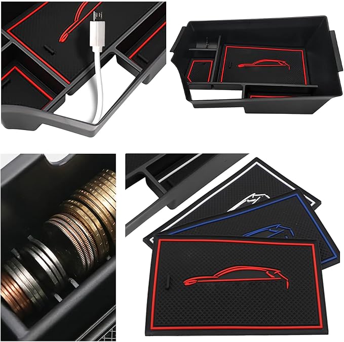 Gah for Infiniti QX55 QX50 Center Console Armrest Storage Box compatible with Infiniti QX50 2018 2019 2020 2021 2022 2023 Infiniti QX55 2022 2023 Tray Insert Organizer Glove Pallet Accessories (red)