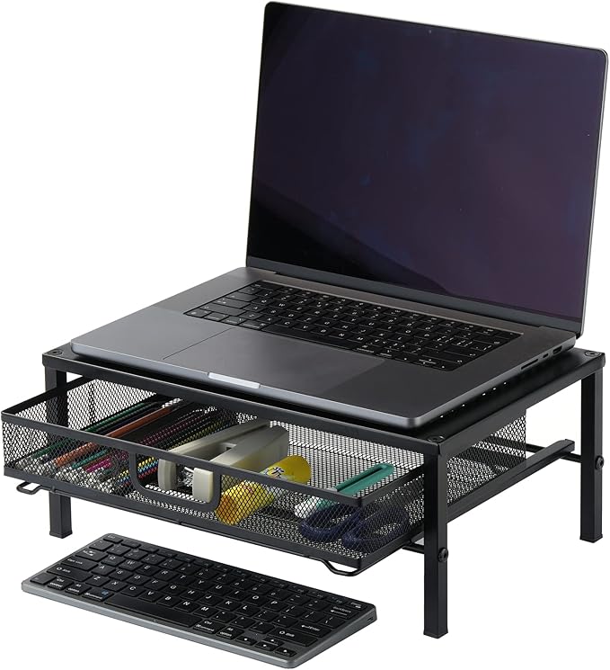 Metal Computer Stand for Desk,Monitor Riser with Drawer ,Desktop Stand for Laptop,Printer and Monitor,Black
