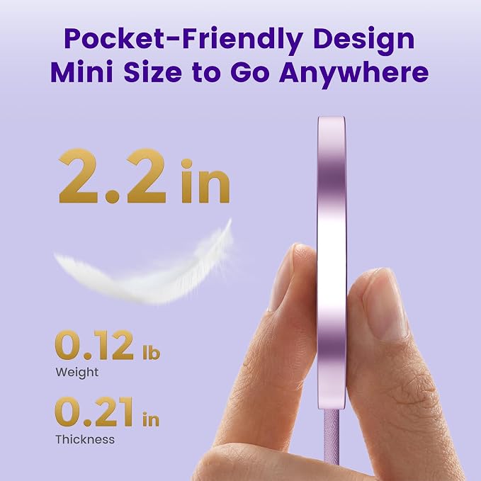15W Wireless Charger for Apple MagSafe Charger, Magnetic Fast Charging Pad | Compatible for iPhone 17 16 15 14 13 12 Pro Max, AirPods-Slim Portable for Desk Bedside and Travel - 3 Pack, Light Violet