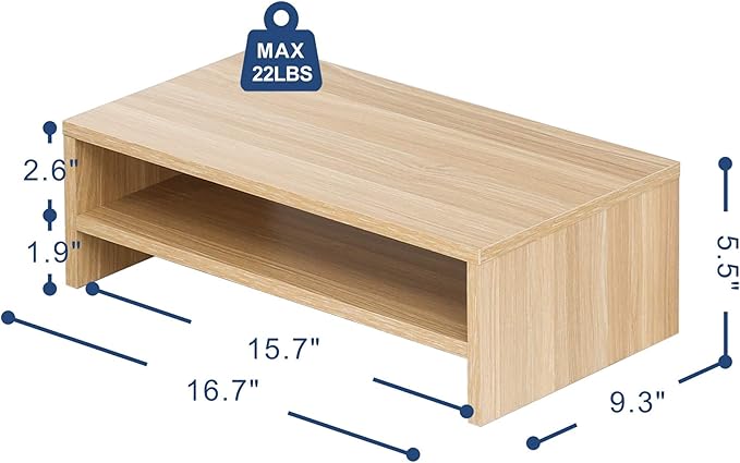 FITUEYES Computer Monitor Riser Stand Clamp Desktop Stand Workspace Organizer 2-Pack (Oak)