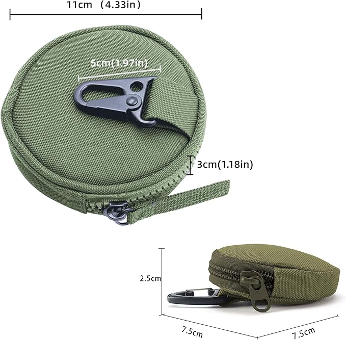 Tactical EDC Pouch for Men - 1000D Nylon Round Small Utility, Triangle Buckle Belt, Water-Repellent EDC Organizer, Coin Pouch for Keys & Earbuds