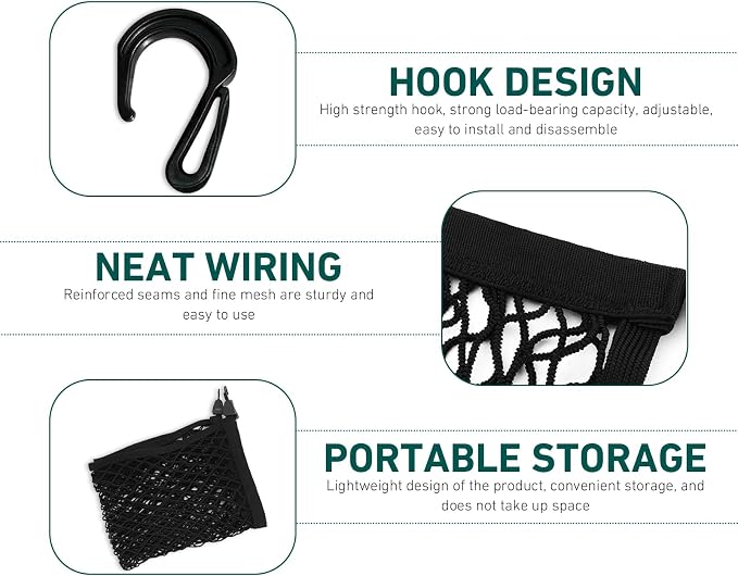 Cargo Net for SUV, Car Trunk Net, Highly Elastic Storage Mesh Nets with Hook, 31.1 x 23.6 Inches Stretch to 62.99 x 47.24 Inches Organizer, Universal for Most Cars, SUVs (Black)