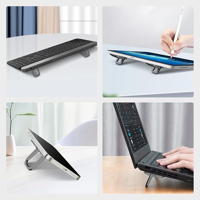 Nillkin Computer Keyboard Stand for Desktop with 3 Adjustable Angles, Mini Laptop Feet, Flip Keyboard Riser Feet for Keyboards, Laptop Stand for MacBook, Dell, HP, Other 14-16 Inches, Black