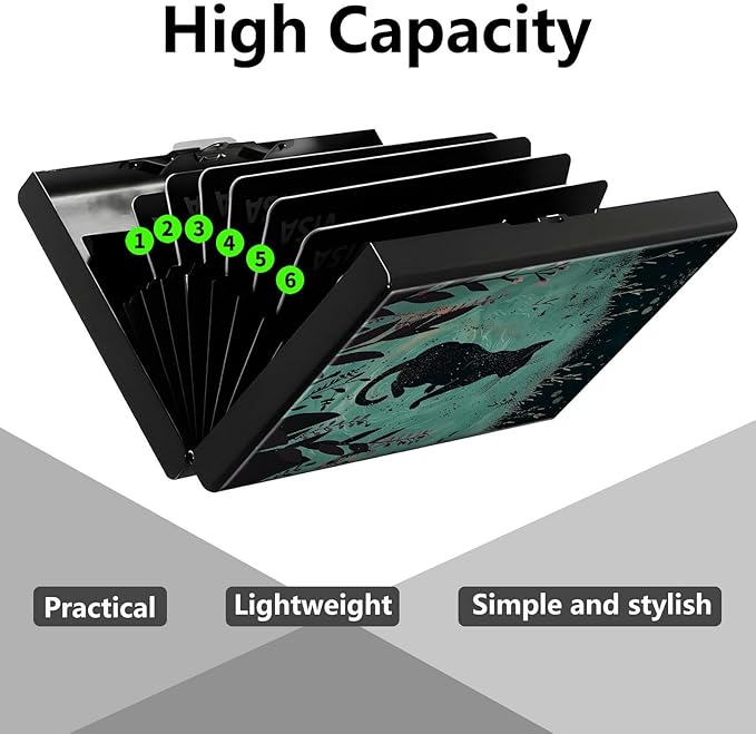 Credit Card Holder, Cat Watercolour Design Mini RFID Blocking Aluminum Wallet Slim Metal Hard Case Shell Travel Wallet ID Case Small Credit Cards Case Business Cards for Women Men Girls