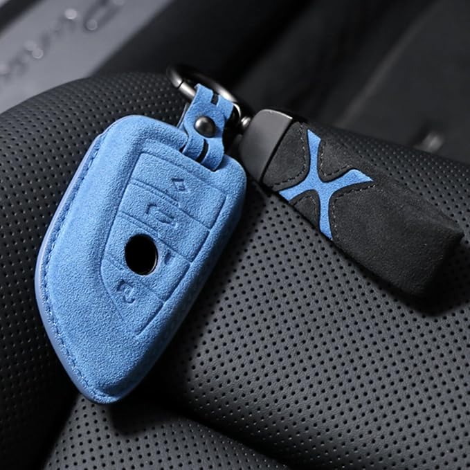 BETTERHUMZ Leather Suede Car Keychain,Key Chain Clip for Alcantara, Anti-Lost D-Ring for Men and Women Car Accessories