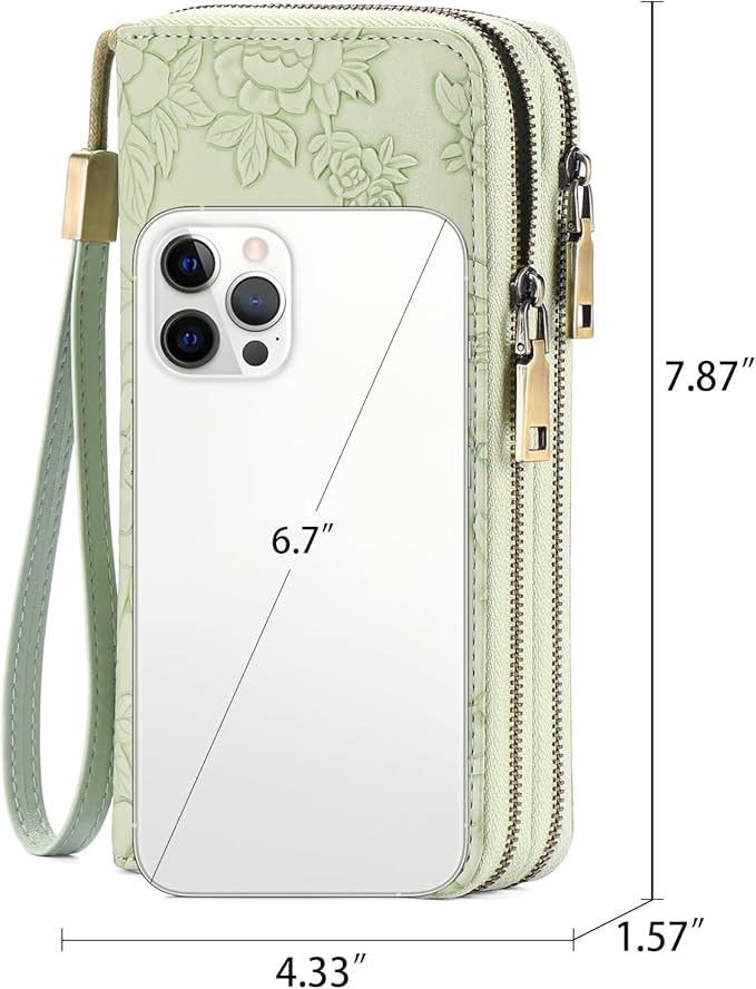 GAEKEAO Wallet for Women Clutch RFID Blocking Wristlet Leather Purse Large Capacity Credit Card Holder with Grip Hand Strap