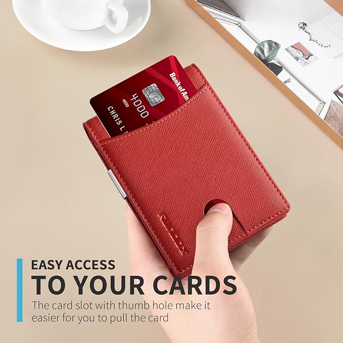 RUNBOX Slim Money Clip Wallets for Men RFID Blocking 11 Card Holder Minimalist Small Leather Bifold Men's Front Pocket Wallet Gift Box