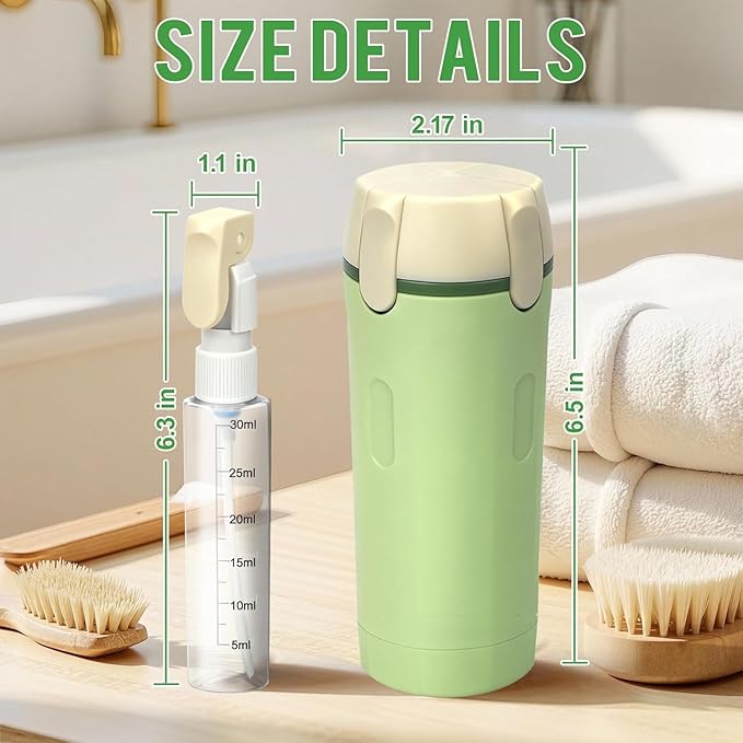 4 in 1 Travel Dispenser,4 Pack 30ML Travel Bottles for Toiletries,Refillable, Leak Proof and Portable,Suitable for Storing Shampoo, Shower Gel, Suitable for Travel, Camping (Green)