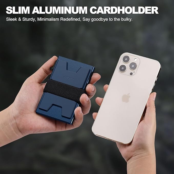 SEMORID Slim Aluminum Card Holder Wallet for Men, Durable Expandable Backplate, RFID Blocking Minimalist Metal Pop Up Wallet, Holds 12+ Cards Plus Cash