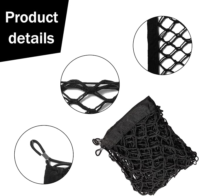 Amiss 2 Packs Cargo Net Stretchable, Adjustable Trunk Storage Net with Hook, Accessories for Pickup Bed Divider Organizer and Storage, Compatible with Chevy Silverado Ford F150 GMC (50"x 18")