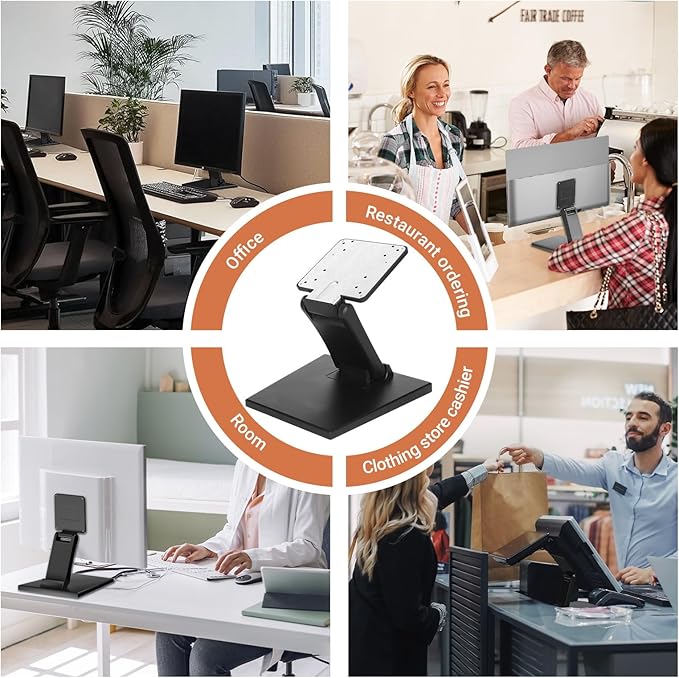 Jakeko Lay Flat Low Profile Monitor Stand - for 14-24" Screens Ergonomic Adjustable Desktop Mount with 100x100mm Compatibility - Steel