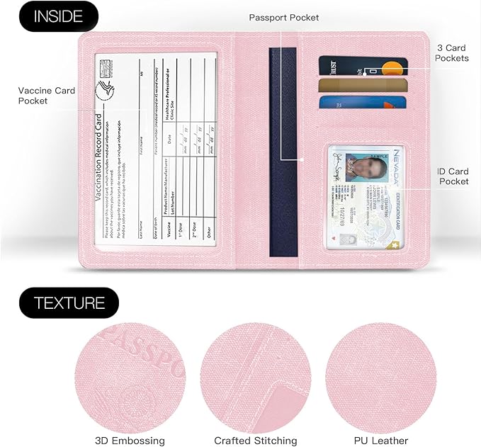 VIDIVICI Passport Wallet For Women,Passport Holder For Women-Gold Rose