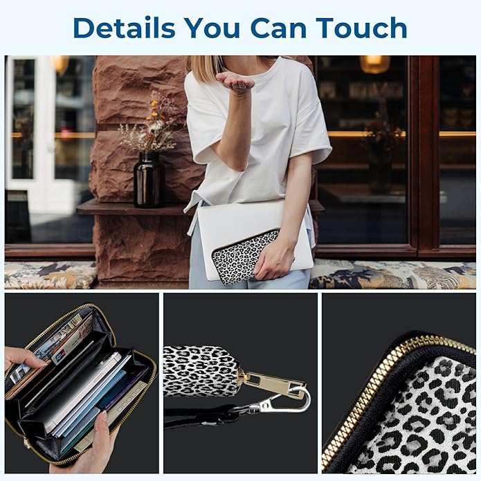 Wristlet Wallet for Women, RFID Blocking Phone Wallet, Large Capacity Zip Around Clutch, Fits iPhone 15 Pro Max, Travel Organizer Purse