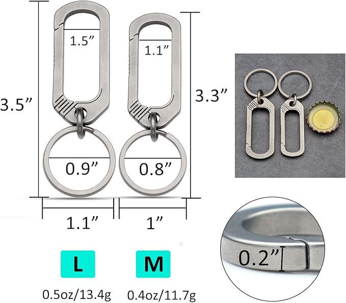 Titanium Key Holder Heavy Duty Quick Release Keychain Clip with Key Ring for Men and Women