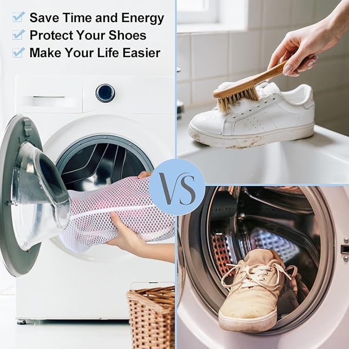 Mingting Shoe Laundry Bag Set, Includes 1 Washing Bag and 2 Dryer Bags with Honeycomb Mesh, Zipper and Straps, Shoe Washing and Drying Bag for Sneakers, Sports Shoes and Delicates(3 Pack)