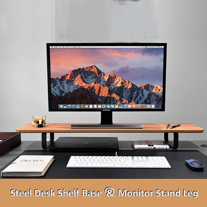 Steel Desk Shelf Base & Monitor Stand Legs - Multifunctional Monitor Stand Riser for Office Organization, Sturdy Construction, Durable Laptop Riser, Home Office Décor with Easy Assembly