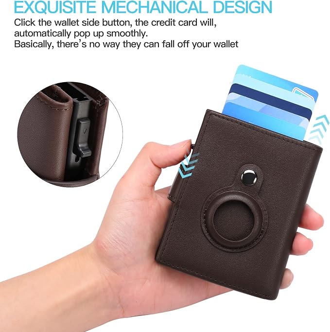 FALAN MULE Wallet for Men Genuine Leather AirTag Wallet RFID Blocking Credit Card Holder Minimalist Wallet with Gift Box