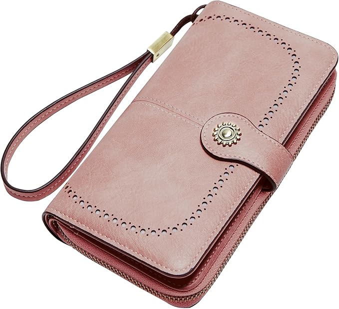 TFKGS Wallet for Women RFID Blocking Leather Large Capacity Card Holder Ladies Phone Clutch Travel Long Purse Wristlet | RFID Blocking, Leather, Large Capacity, Ladies, Travel