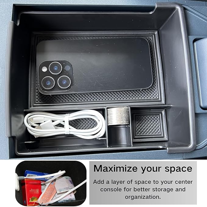 For Ford Maverick 2022 2023 2024 2025 Interior Accessories Center Consoles Tray Organizer Car Armrest Storage Box Insert Container ABS Holder Cover (For 2022-2025 Maverick)