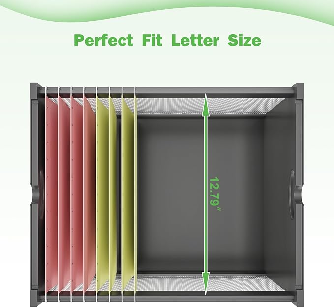 Hanging File Box Organizer for Letter Size, 2 Pack Bamboo Acrylic File Folder Storage with Lid Clear Moving Boxes Wood with Handle Desktop Filing Holder for Office Banker Document