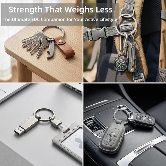 Titanium Key Rings - 3 Pieces in 3 Sizes for Keychains and Carabiners - Durable, Versatile, and Ideal for Everyday Use