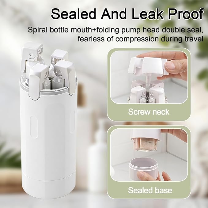 4 in 1 Travel Dispenser, 4 Pack 30ML Travel Bottles for Toiletries, Leak Proof Travel Size Containers, Portable for Shampoo Lotion Conditioner Cream (White)