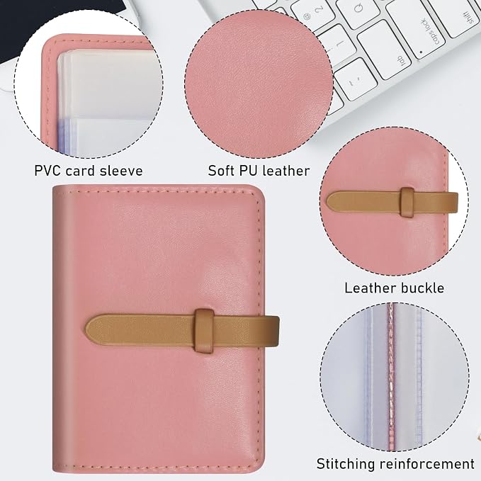 Credit Card Holder with 40 Suitable Slot, ID Card Case PU Leather Wallet for Women Men Business Organiser Pocket (Pink)