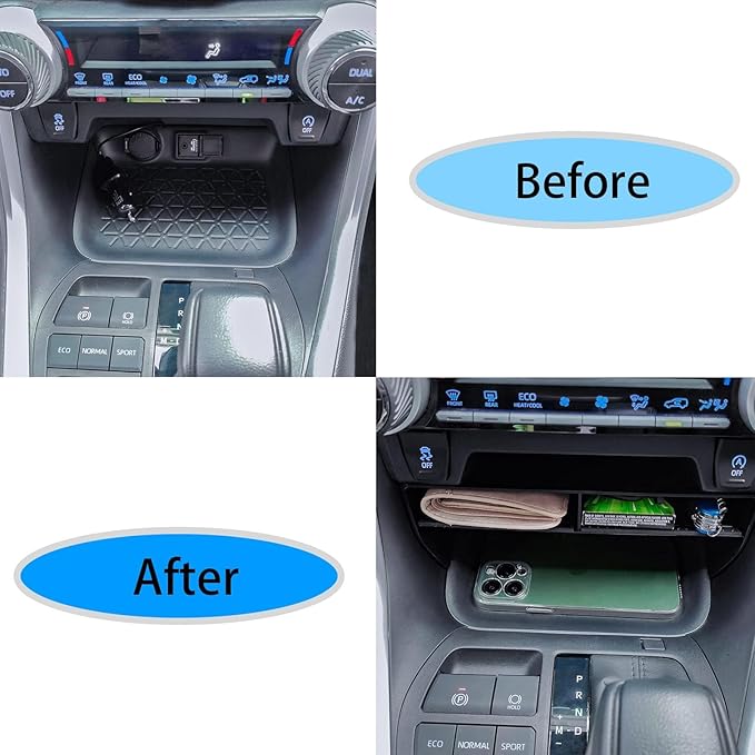 EDBETOS Larger Size Slots Center Console Organizer Compatible with Toyota RAV4 Accessories 2019-2023 2024 2025 and 2021-2025 RAV4 Prime Insert Tray Secondary Storage Box for Phone with Case, Black