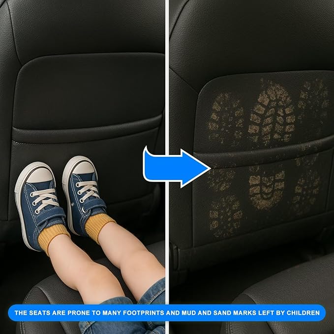 Back Seat Protector 2 Pack Fit for Subaru Outback Car Kick Mats for Kids Upgraded Version with Storage Organizer Waterproof Dirt Proof Faux Leather Auto Accessories (Black)