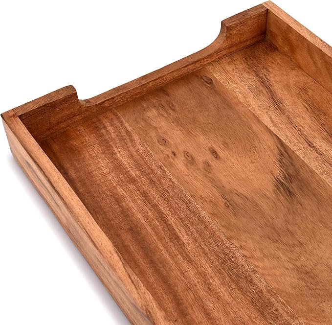 EDHAS Letter Trays & Stacking Supports Acacia Wood Desk Document, File Folder, Magazine Holder Tray (14" x 11" x 2")