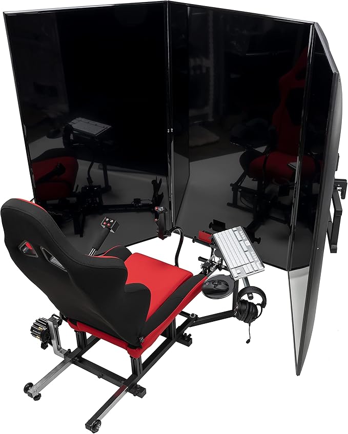 SimFab Triple Monitor and TV Floor Stand for Racing and Flight Simulators Model HD | Over 100x100mm VESA Mount, 40-55 inch Monitors or TVs (Triple Monitor or TV Stand, HD Mount Brackets)