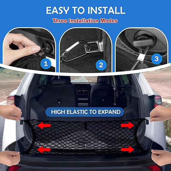 Envelope Style Cargo Net for Kia Sportage 2023-2025 2026 Accessories, Rear Trunk SUV Mesh Cargo Net, Upgraded 5mm Bungee & Double-Layer Nylon Storage Tailgate Netting Grocery&Tools Holder Organizer