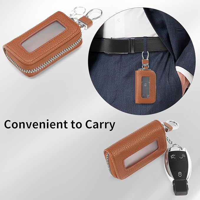 SENDEFN Universal Car Key Fob Case Leather Smart Remote Keychain Protector Holder