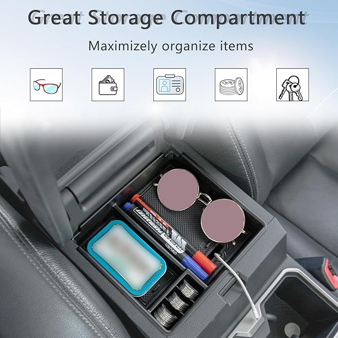 JDMCAR Center Console Organizer Compatible with 2025 2026 Toyota 4Runner Accessories, Insert ABS Materials Tray, Armrest Box Secondary Storage Tray Interior Accessories (Glossy Black Trim)
