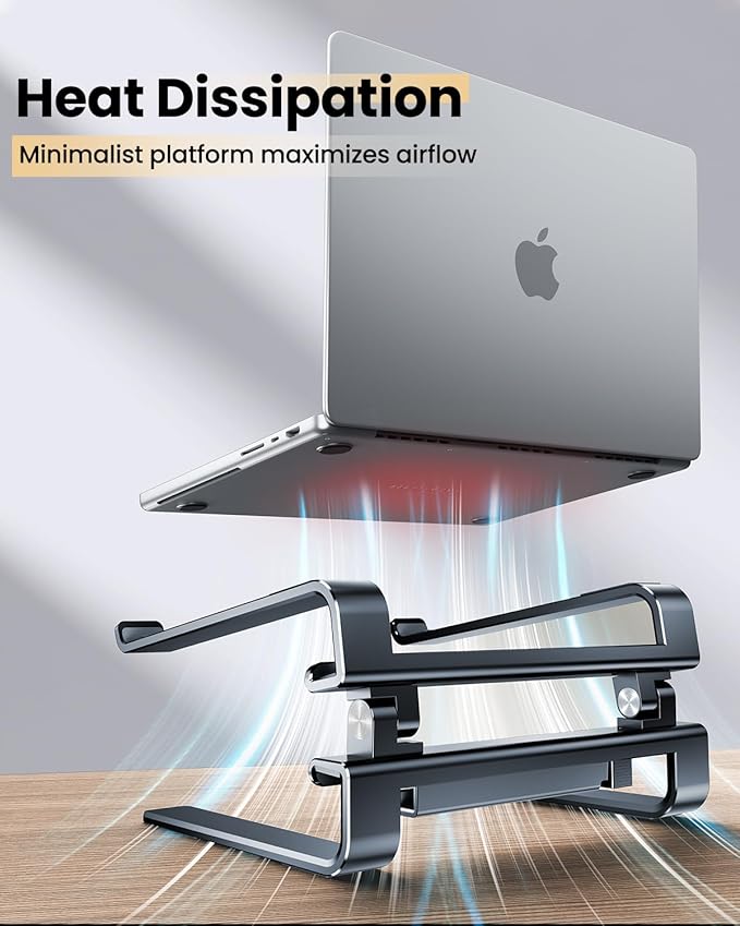 Aluminum Laptop Stand for Desk,Adjustable Computer Stand,Ergonomic Notebook Riser,Portable Ventilated Cooling Laptop Holder,Compatible with MacBook and All 10-16in Laptops
