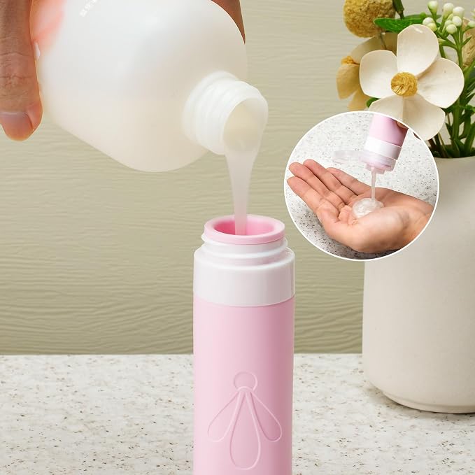 INSFIT travel bottles for toiletries 6 Pack, Leak proof Travel Size Toiletries Containers with toiletry bag, Squeezable Silicone Bottles & Cream Jars, Travel Essentials BPA-Free set for Shampoo