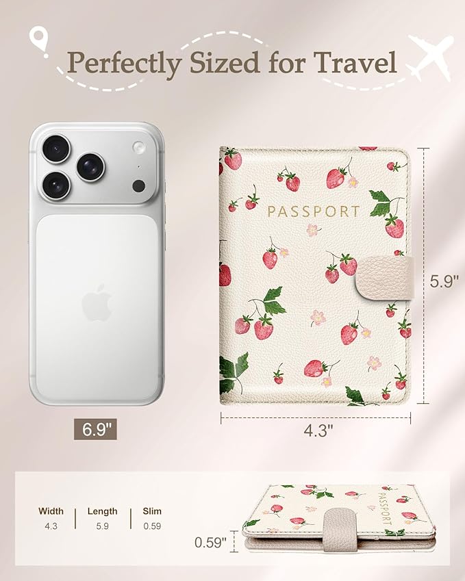Slohif Passport Wallet Holder Cover for Travel - Women Men RFID Blocking Passport Book Protector for Boarding Pass Cards